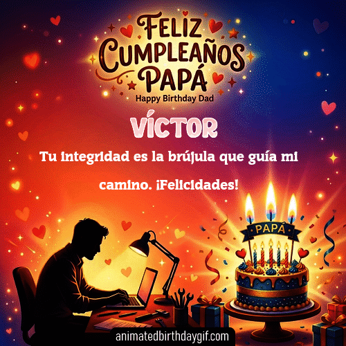 GIF animado de cumpleaños Mi Papá Víctor diseño 6