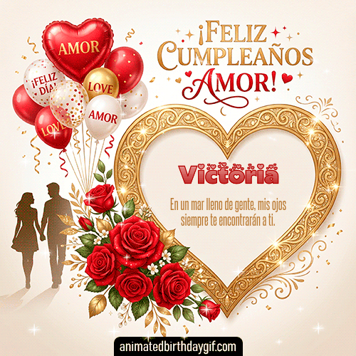 GIF animado de cumpleaños Mi Novia Victoria diseño 7
