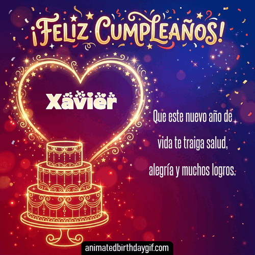 GIF animado de cumpleaños Alguien Especial Xavier diseño 12