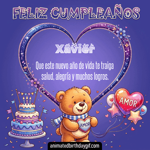 GIF animado de cumpleaños Alguien Especial Xavier diseño 13