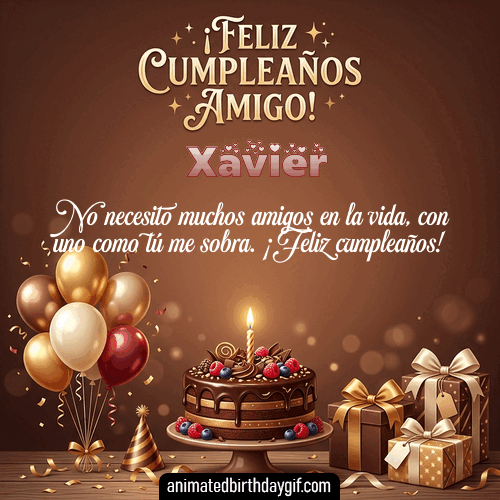 GIF animado de cumpleaños Mi Amigo Xavier diseño 11