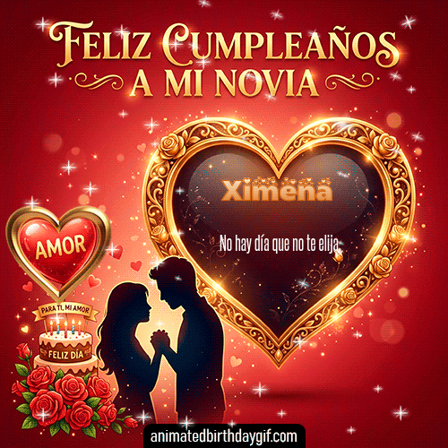 GIF animado de cumpleaños para Ximena: Corazon de oro. Personalizable con mensaje.