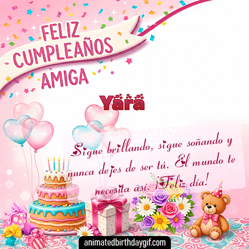 GIF animado de cumpleaños Mi Amiga Yara diseño 7