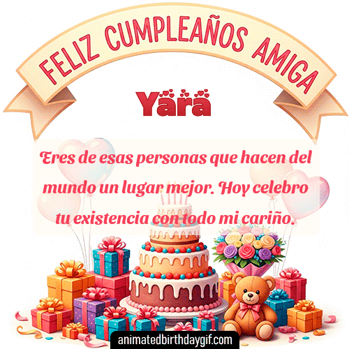 GIF animado de cumpleaños Mi Amiga Yara diseño 1