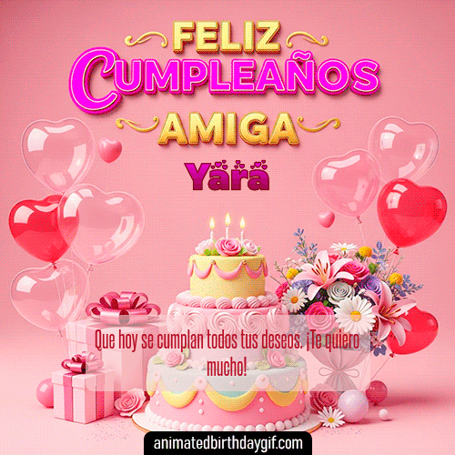 GIF animado de cumpleaños Mi Amiga Yara diseño 2