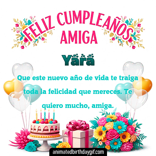 GIF animado de cumpleaños Mi Amiga Yara diseño 3