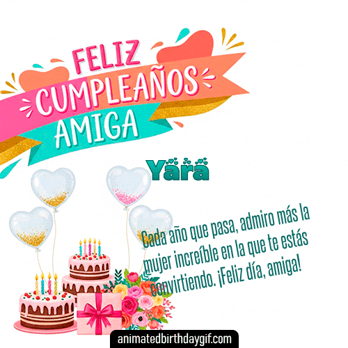 GIF animado de cumpleaños Mi Amiga Yara diseño 5