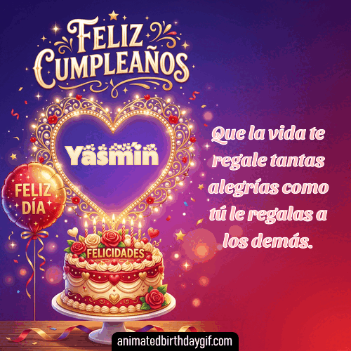 GIF animado de cumpleaños Alguien Especial Yasmín diseño 7