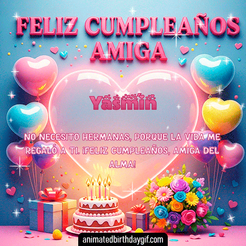 GIF animado de cumpleaños Mi Amiga Yasmín diseño 6