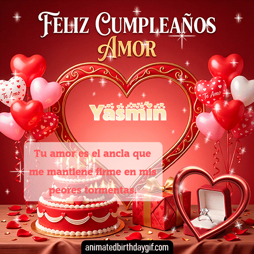 GIF animado de cumpleaños Mi Novia Yasmín diseño 3