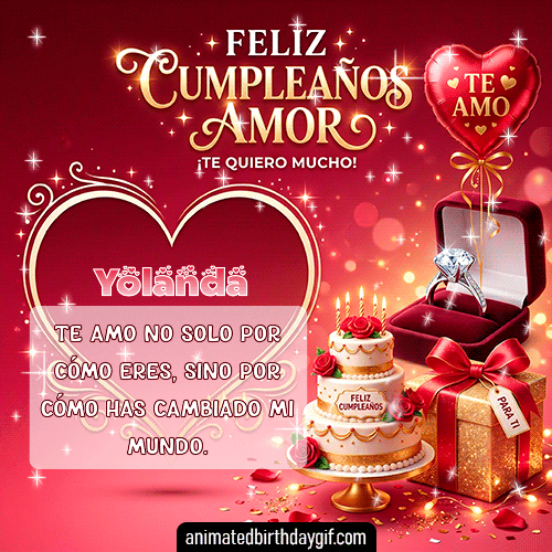 GIF animado de cumpleaños Mi Novia Yolanda diseño 6