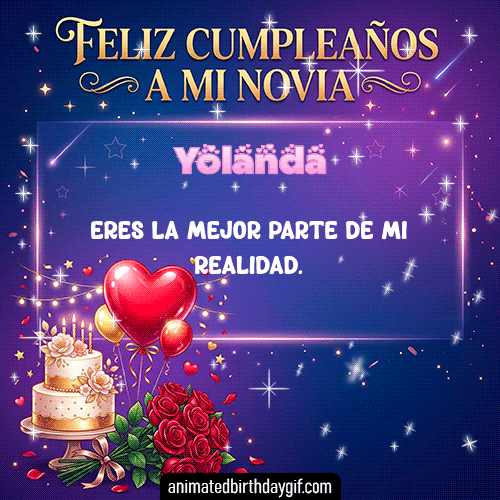 GIF animado de cumpleaños Mi Novia Yolanda diseño 10