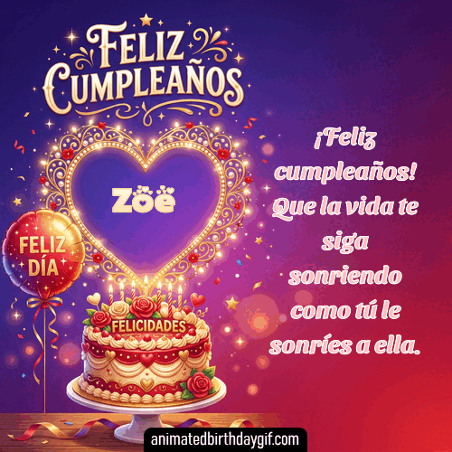 GIF animado de cumpleaños Alguien Especial Zoe diseño 7