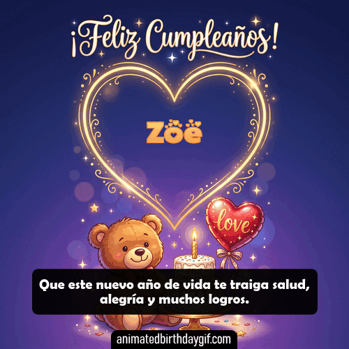 GIF animado de cumpleaños Alguien Especial Zoe diseño 8