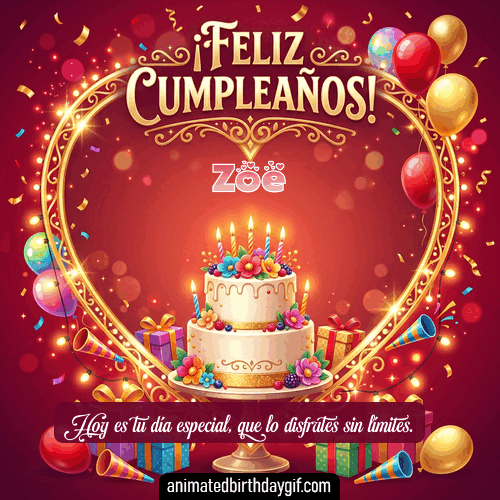 GIF animado de cumpleaños Alguien Especial Zoe diseño 9