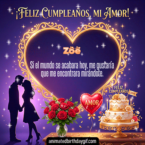 GIF animado de cumpleaños Mi Novia Zoe diseño 9