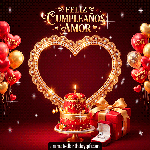 Plantilla Corazón Dorado para cumpleaños de Mi Novia