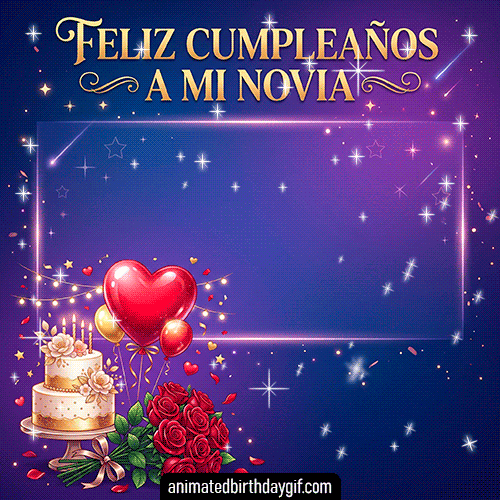 Plantilla Globo de amor y rosas para cumpleaños de Mi Novia
