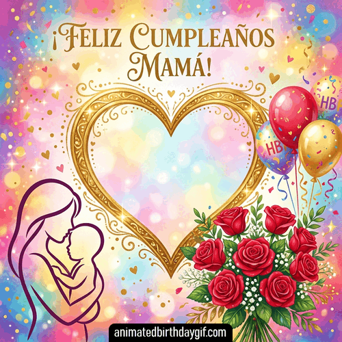 Plantilla Corazon de mamá para cumpleaños de Mi Mamá