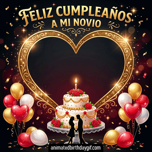 Plantilla Corazon de oro para cumpleaños de Mi Novio
