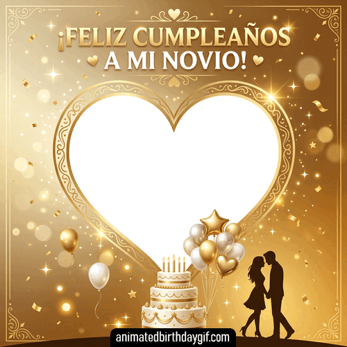 Plantilla Globos Oro para cumpleaños de Mi Novio