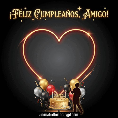 Plantilla Corazon de oro para cumpleaños de Mi Amigo