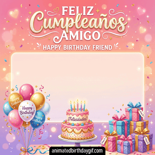 Plantilla Regalos multicolor para cumpleaños de Mi Amigo