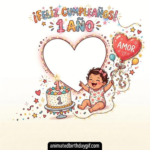 Plantilla Bebe sonriendo para cumpleaños de 01 Año