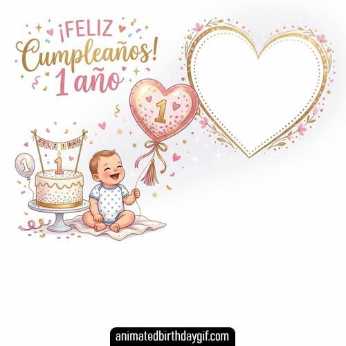 Plantilla Torta de 1 año para cumpleaños de 01 Año