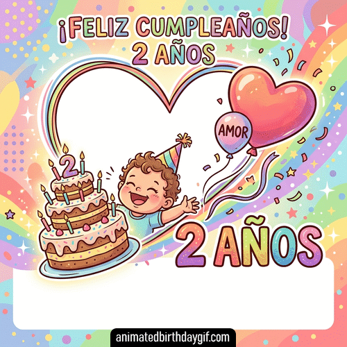 Plantilla Torta de cumpleaños para cumpleaños de 02 años