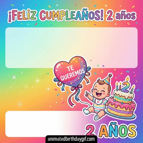 Plantilla Felices 2 años para cumpleaños de 02 años