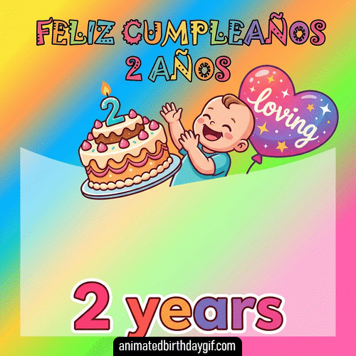 Plantilla 2 years para cumpleaños de 02 años
